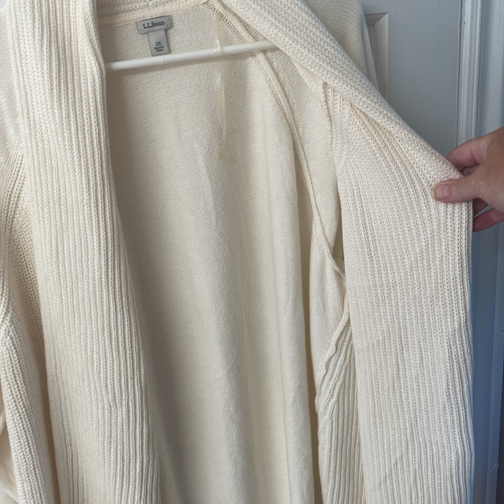 L.L. Bean Cream Open-Front Ribbed Cardigan - Picture 9 of 15